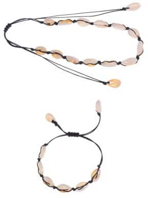 LIFKOME Schwarze Kette Damen Handgemachtes Armband Boho Muschel Perlen Armband Strand Armreif Kettenarmband Set