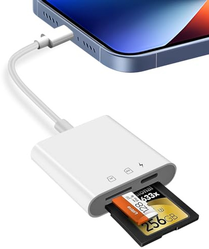 SD Kartenleser für iPhone, 2 in 1 SD/TF Card Reader für iPhone, SD Karten Adapter für iPhone, Light-ning SD Card Reader, Gleichzeitiges Laden, Plug and Play Adapter für iPhone iPad MacBook