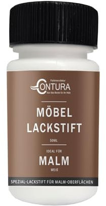 Contura 50ml. Möbel Lackstift passend für MALM Weiß Regal Reparaturstift Lackfarbe