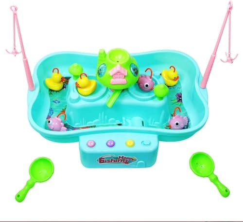 MIXEL Fishing Master Hook A Duck, Fishing Rod And Floating Ducks, Musical Rotating Fishing Game, Ducks & Tub, Go Fishing with Music, Lights, Running Water