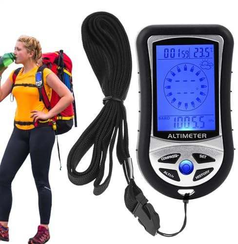 Altimetro digitale, multifunzione, barometro portatile, dispositivo con retroilluminazione, previsioni meteo, orologio orario per escursioni,