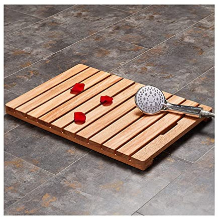 Tapis de Bain en Bambou Naturel – Tapis de Douche antidérapant en Bois pour intérieur et extérieur, Design Durable en caillebotis, 60 x 120 cm (24 x 47 Pouces) – Accessoire de Salle de Bain