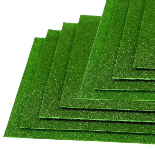 Nogeqi 8 mini alfombras de césped artificial de 15 x 15 cm, alfombra de césped, decoración de hierba falsa para manualidades, miniatura de hierba artificial, simulación de césped para modelismo, casa