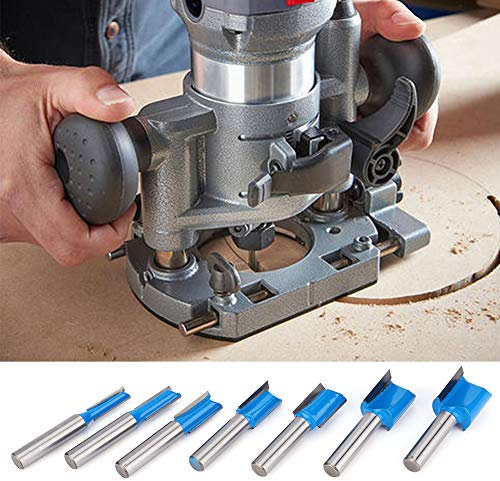 ViaGasaFamido 8mm Router Bit, 7 Pcs Alloy Router Bit Set with Heat-resistant Coating for Woodworking Machines, Treatment, Grooving, Woodworking Milling Cutter