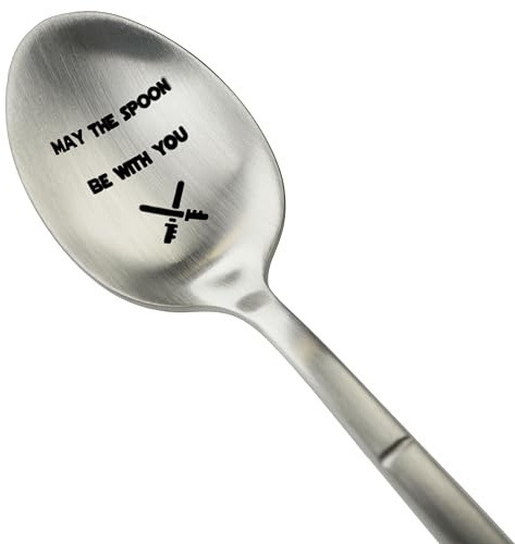 ZINELLO DESIGN - Cuillère à Café & Dessert Inox 18/10 Gravure Laser May the spoon be with you | Cadeau Original Geek Accessoire Cuisine Design Premium