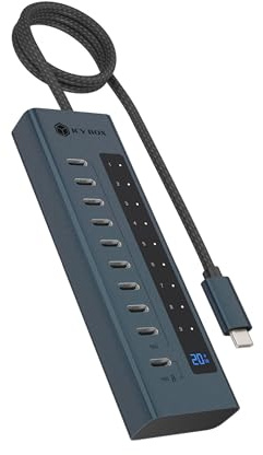 ICY BOX Hub 10x USB-C Ports USB 3.2 Gen 2 48W Netzteil IB-HUB1450-C31 | 10x USB-C, USB 3.2 Gen 248 W Netzteil, 1x PD 20WFür viele USB-C Geräte
