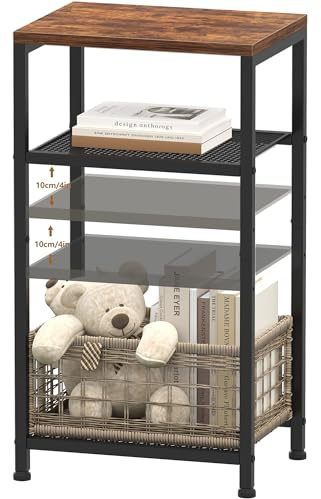 Heybly Small Side Table, 29.1 Tall End Table with Adjustable Shelf, Telephone Table, Nightstand, Accent Table Stand, Small Entryway Table, Bedroom,Living Room, Office,Bathroom, Rustic Brown,HET003SR1