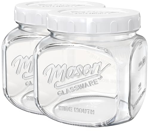 Absovetu Glass Storage Jars with Lids Airtight, 1.5 Litre, 2 Pack | Cookie Jar, Wide Mouth, Mason Jar Style, Sweet Jars For Biscuit Sourdough Flour Coffee Sugar Pickling, Food Storage Container