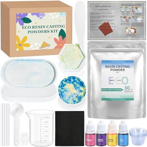 Gießpulver Weiß Starterset, Vezerd 500g Gips zum Gießen mit Silikonformen, Kreativ Starter DIY Set Keramik Gießpulver Reliefgießpulver für Anfänger, Basteln Erwachsene für Zuhause, Als Geschenke