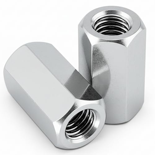 2 x M24 Hex Coupling Nuts - Threaded Rod Connector Studding Extension - BZP Steel Class 6 - DIN 6334