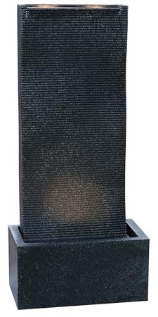 Dehner Gartenbrunnen Altero, schwarz, 49 x 107 x 26.5 cm | mit LED Beleuchtung, frostbeständig, solarfähiger Brunnen für Außen, Polyethylen