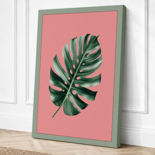 Variegated Monstera Botanical Canvas Wall Art Print 36x24 Inch | Ready to Hang, Gallery Wrapped, Fade-Resistant Inks, Securely Packaged, UK Made
