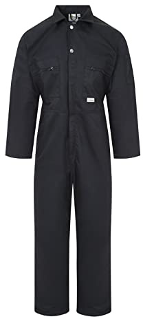 Wetplay Ladies Zip Front Boilersuit Workwear Boiler Suit Coverall Overall Womens Girls (14 (38 Chest), Black)