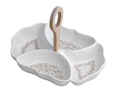 Brandani 53337 ANTIPASTIERA RICCIOLI DI FATA IN PORCELLANA E IN BAMBOO NATURALE