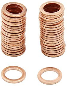 sourcing map Arandelas De Cobre Junta Plana 7Mm 40Pcs para Coche | 7Mm Diámetro Interior, Para Embarcación Y Aparatos Eléctricos, Para Fijar Y Sellar Piezas, Error De Medición 0.3-0.5Mm