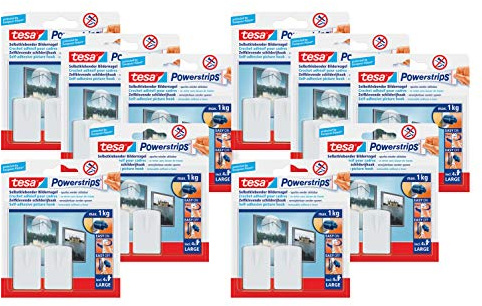 tesa Powerstrips Bildernagel, selbstklebend, weiß (20 Stück, Weiß)