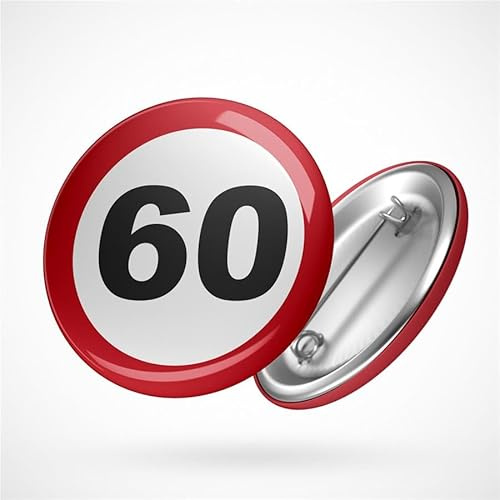 Huuraa Button Achtung 60 Geschenk Ansteck Pin Größe 59mm Achtung 60 Geschenkidee