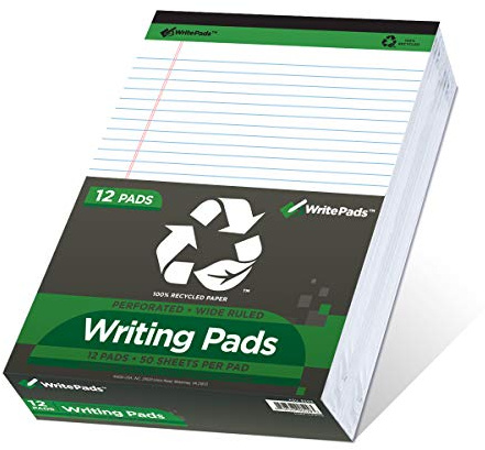 KAISA Legal Note pads 8.5 x 11，12pads 600 Sheets note pads Writing Pads Recycled Paper, Wide Ruled Perforated 50 sheets Premium Thick Paper Hard Back Notepads 8-1/2x 11-3/4 Writing Tablet Canary For Office Supplies (Pack of 12pc)