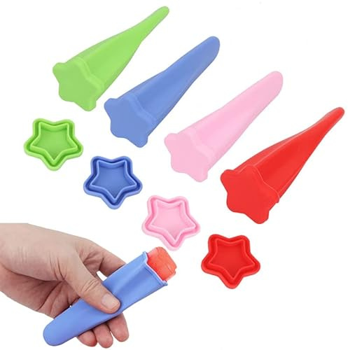4-teiliges Set Sommer-Eis am Stiel, Lollipop, fünfzackige Sternform, DIY, Küche, zufällige Farbe, Lebensmittel-Silikon, gefrorene Eiscreme MOL