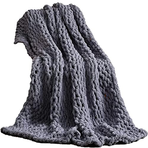 MHUQIA Gestrickte Decke 180x200cm, Grobe Strickdecke Wolle Garn Arm Stricken Werfen Super GroßE Klobige Stricken Decke, Wohndecke Tagesdecke Kuscheldecken