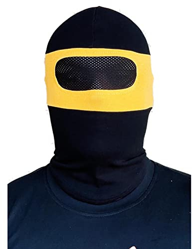PGWEAR Sturmhaube mit Netz im Augenbereich Schwarz Gelb gestreift I Maske Balaclava I Ultras Hooligan