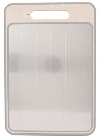 Auftauschale für Fleisch, Doppelseitiges Tablett Zum Schnellen Auftauen, Schnelles Auftauen aus Aluminiumlegierung, Schnelles Auftauen von Speisen mit Griff und Leicht zu Reinigen(Farbe Weizenstroh)