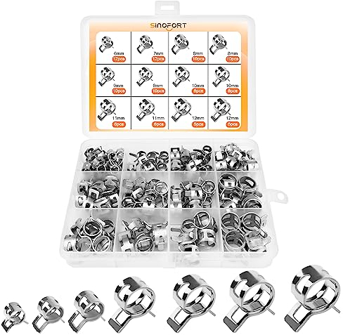 6-12mm Fascette Stringitubo a Molla 118 Pezzi Morsetti per Tubi Flessibili Clip a Molla per Tubo Benzina Morsetto per il Fissaggio di Tubi Flessibili