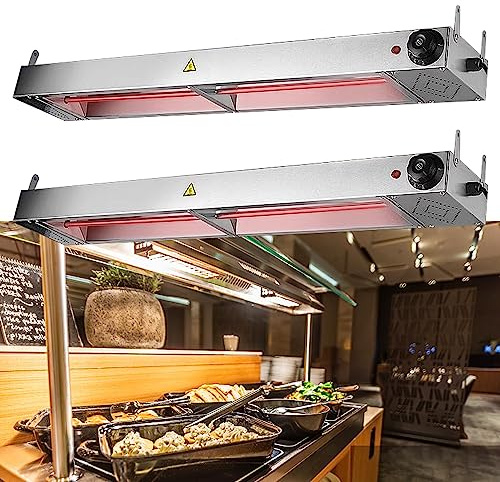 Lampe Chauffe Plat Infrarouge, Commerciale Lampe Chauffante pour Cuisine, Lampe Chauffante Restaurant avec Régulation de Température pour Restaurant, Café, Buffet(2pcs,Size:60cm)