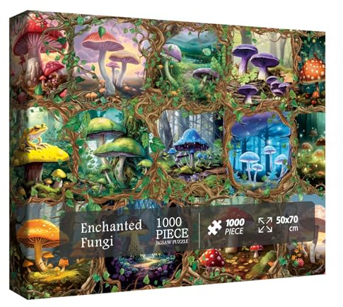 BBOLDIN Svamppussel 1 000 bitar, Svampkonst pussel för vuxna, Tre-lagers kartong, Jigsaw-puzzles, 1000 bitar, Vuxen