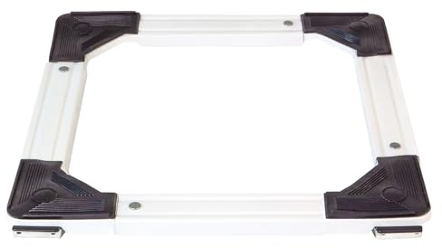 Amig - Plataforma con Ruedas Ajustable - 46/65 x 46/65 cm- Con Ruedas Unidireccionales - 2 Ruedas Con Freno y 2 Sin Freno - Carga Máxima 200 kg - Acero Blanco