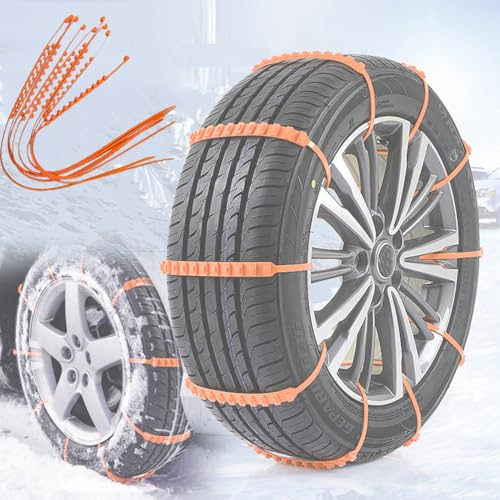 10 PCS Car Snow Chains, Portable Universal Emergency Anti Skid Car Tire Nylon Chains