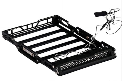 R/C Scale Accessories : Metal Roof Luggage Rack with LED Lights for Traxxas 1:18 TRX4M Ford Bronco Crawler 97074-1 / TRX4M Land Rover Defender 97054-1 Upgrades