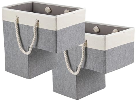 TOLUON Treppenkörbe, Treppenkörbe für Holztreppen mit tragbarem Baumwollseilgriff, Treppenkörbe für Teppichtreppen, Wäschekörbe für Treppen, Aufbewahrung, Organizer, Behälterhalter (2 Stück)