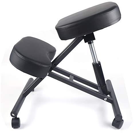 Kniestuhl Ergonomischer, Kniehocker Verstellbarer mit bequem gepolstert 4 Rollen bis 250 Pfund Haltungskorrekturstuhl Orthopädischer für Heim und Büro