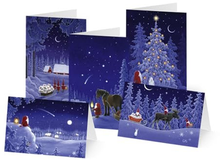 Unicef Weihnachtskarten Set (10 St., 5 Motive) Winterliche Vorfreude Spendenkarten - Premium Klappkarten inklusive Briefumschlag - hochwertige Grußkarten für Freunde & Familie 17,5 x 11,7 cm