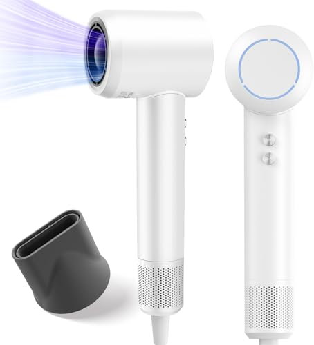 PLUZZ Asciugacapelli, Phon Phon da 270 Milioni di Ioni Negativi, Leggero da Viaggio, Motore Brushless da 110.000 giri/min per Asciugatura Rapida, Compatto, Tasto Aria Fredda, Uso Professionale/Salon