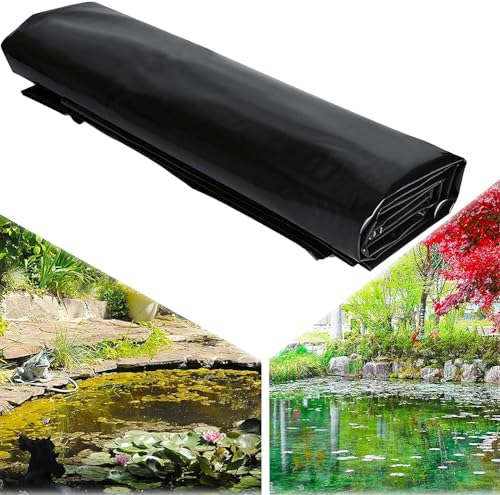 MISKYN Teichfolie,Gartenteich Teichplane,Große Fischteichfolie,Schwarze Folie Garten,Teichfolie 3X3m,Baufolie Extra Stark,Für Fischteiche,Brunnen,Wassergarten Und Wasserfall,7 * 10m