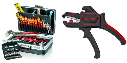 KNIPEX 00 21 21 HK S Werkzeugkoffer Vision27 Sanitär & Automatische Abisolierzange, 0,2-6 mm², Feinjustierung, einstellbarer Längenanschlag, Abisolierwerkzeug, Abisolierer, 12 62 180