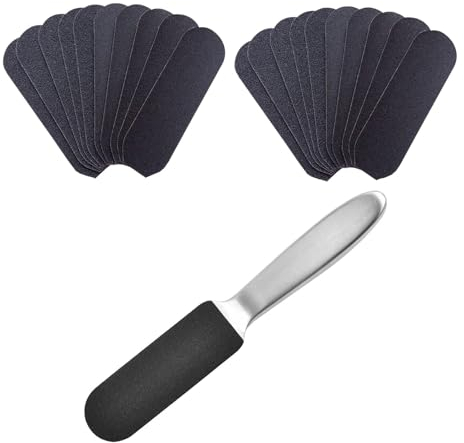 Wilsonzin 40 Ersatz-Schleifpapier Fußfeile für Verhärtete Oder Trockene Haut-Edelstahl Hornhautentferner Doppelseitig, Fußpflege Set,Hornhauthobel für für Pediküre, Fußpflege