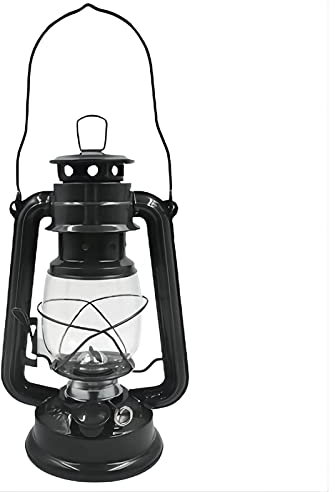SFQEVHRZ Öllampe， Kerosinlampe， Petroleumlampe for den Innenbereich, Vintage-Sturmlaterne aus Metall, 24 cm, Öllampe aus Eisen, hängende Hurrikan-Laterne for den Innen- und Außenbereich(Black)
