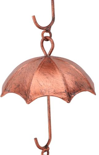 WGFOIP Vintage Gold Regenschirm Regenkette, Verhindert Spritzwasser, ästhetische Regenkette für den Hausgarten, Langlebiges Eisenmaterial, 39,4 Zoll