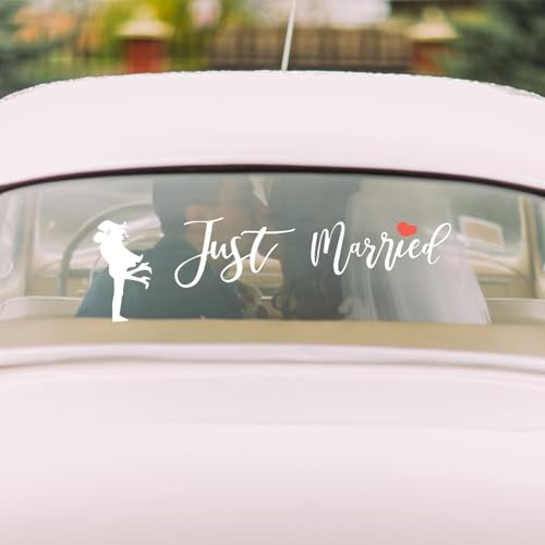 Decoraciones para Autos de Recién Casados de NICENEEDED, Calcomanías para Ventanas de Automóviles, Letreros Y Pancartas para el Día de la Boda, Decoraciones para el Automóvil para la Luna de Miel