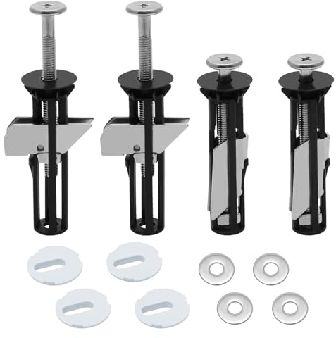 4 Pcs Toilet Seat Fittings, Toilet Seat Fixing Kit, Toilet Seat Fixings for Top Lid Hinges, Universal Toilet Seat Bolts for Blind Holes Easy Install Replacement Fixing Kit with Gaskets
