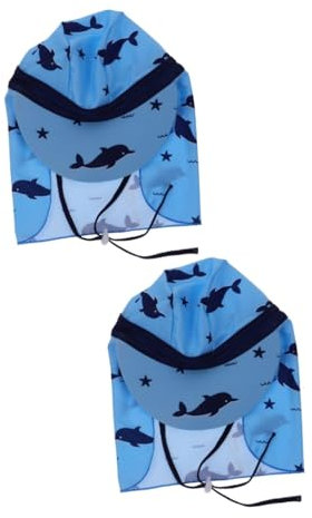 WRITWAA 2St Sonnenhut für Kinder Sommerhut Kinder Kleinkind Sonnenhut Alltagshut Strandhut Nackenschutz-Eimerkappe sommermütze mützen lässiger Hut Polyester Blue