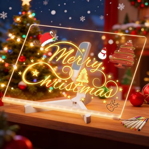 Lavagna per appunti a LED con colori a LED, con penna a 7 colori, con asta regolabile, illuminata, lavagnetta per scrivere