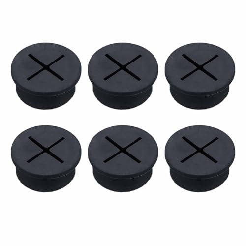 20mm Cable Grommet, 6Pcs Black Rubber Desk Grommets for Wire Hole Cover, 20mm Wire Pass Through for Office Home Table Cable Management