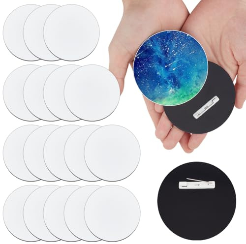 OLYCRAFT 20pcs Bouton Sublimation Vierge avec Épingles 75mm Bouton Rond Vierge Blanc Badge Personnalisé avec Épingle Projets de Bricolage Étiquettes Nominatives Vierges Bricolage