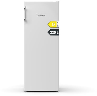 SEVERIN Frigorifero per bottiglie con porta in metallo, 225 l, funzionamento silenzioso, illuminazione a LED, fermata della porta, sostituibile, con termostato, 81 kWh, argento/bianco/acciaio