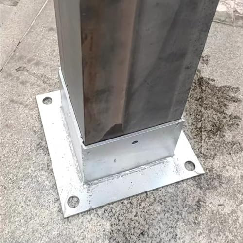 Square Post Flange Base 60x60 70x70 100x100 120x120 150x150 MM, Elevated Post Base Plate Anchor for Fence Railing/Pergola/Mailbox/Concrete, Enclosed Bottom(90x90 mm)