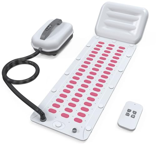 SHUIMEIYAN Electric Bubble Massage Mat Portable Massage for Bathtub Bubble Bath Mat Tub Spa Massager with Pillow -Upgraded Suction Cup with Remote Control （ 44.9 x 16.9Pink）